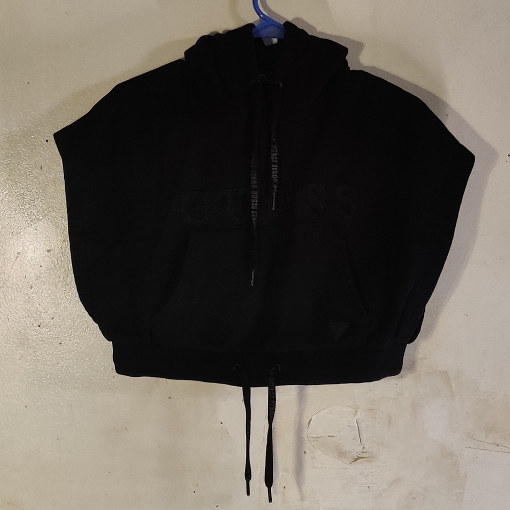 Black GUESS Shorty Sleeveless Hoodie